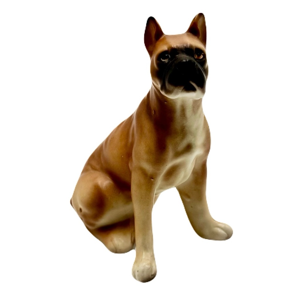 Vintage Ceramic Sitting BOXER Dog Figurine 5 1/4 Inches Tall